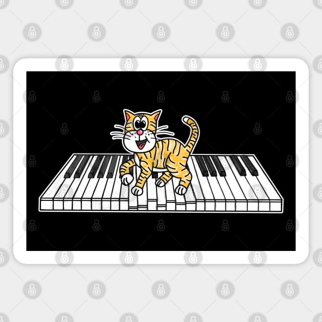 Kitten Playing Piano Pianist Cat Lover Music Teacher Magnet by doodlerob